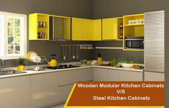 Wooden Modular Kitchen Cabinets VS Steel Kitchen Cabinets